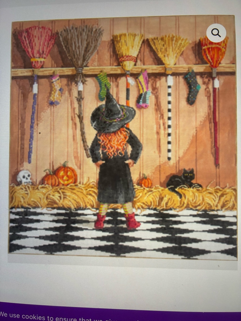 Hand painted needlepoint canvas Decisions, Decisions. Sandra Gilmore